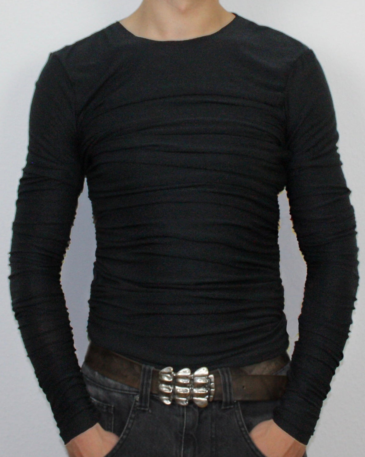 Drape Long Sleeve Black Without Collar Sample