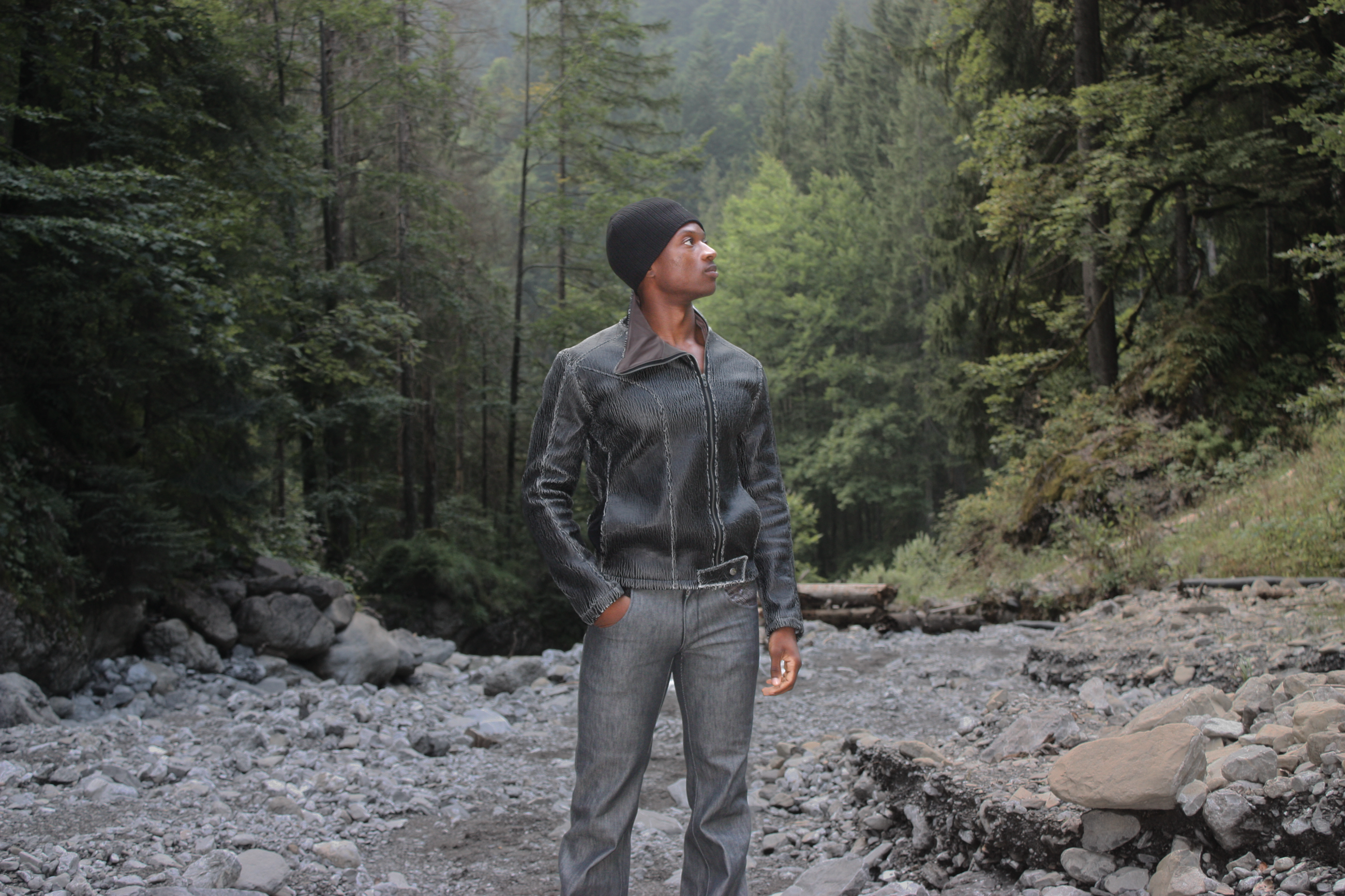 Oblique Cracked Leather Jacket