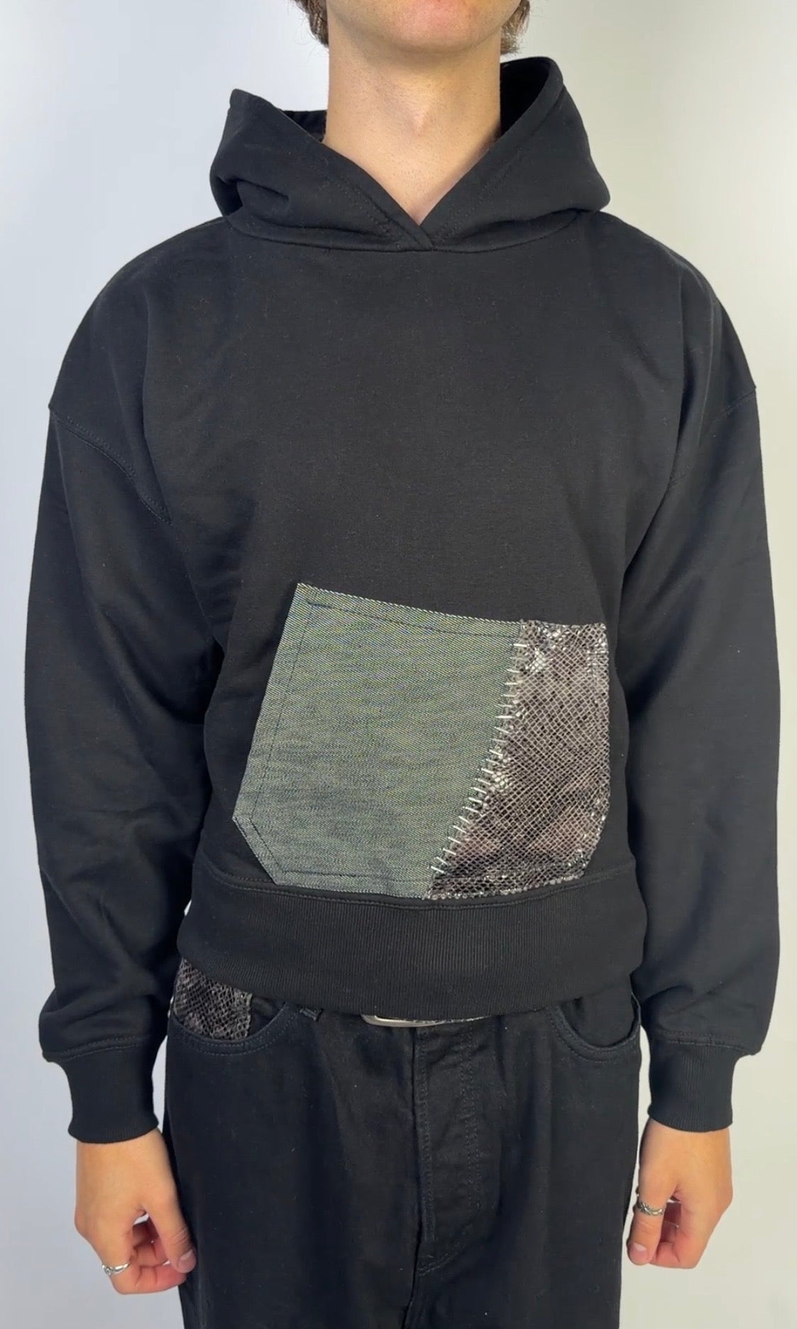 Stitched Hoodie Black Sample