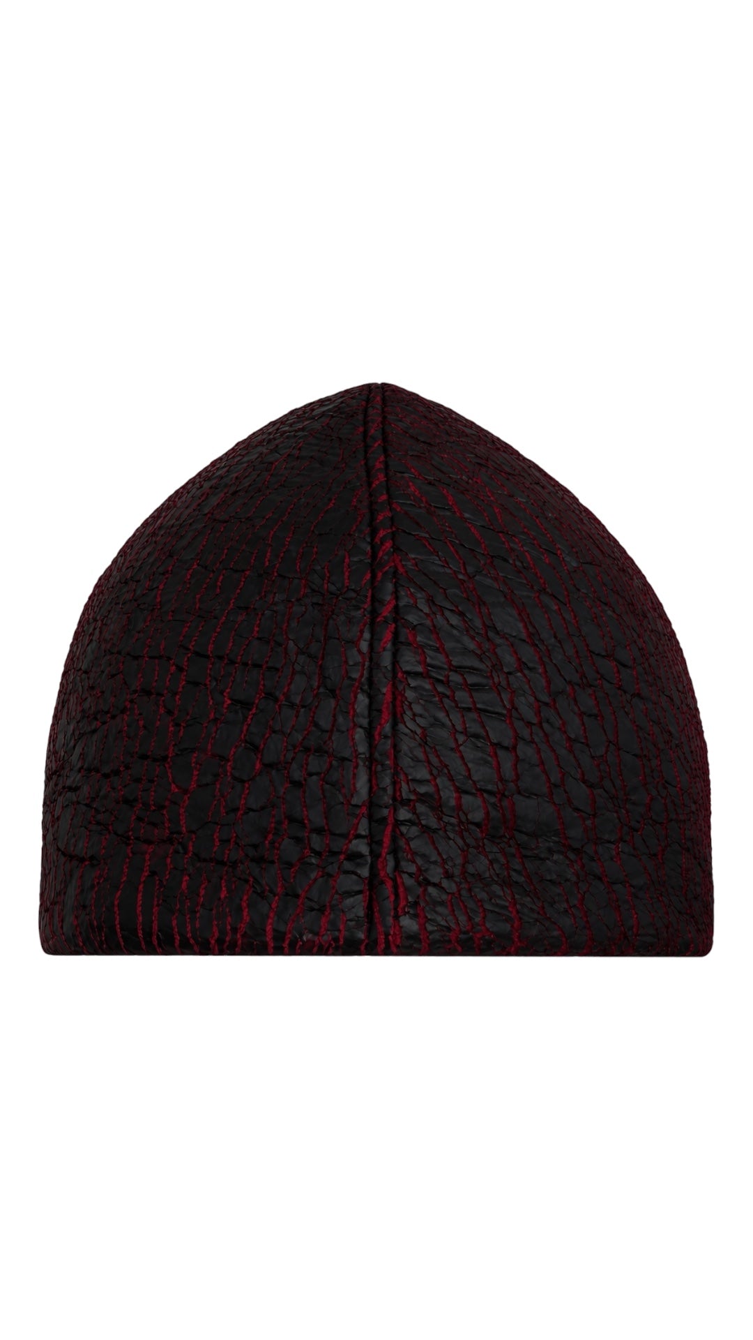 Red Cracked Leather Beanie Sample
