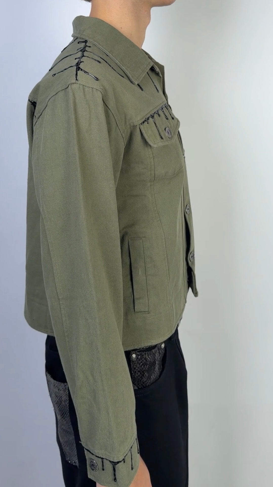 Bleeding Seams Jacket Olive Sample