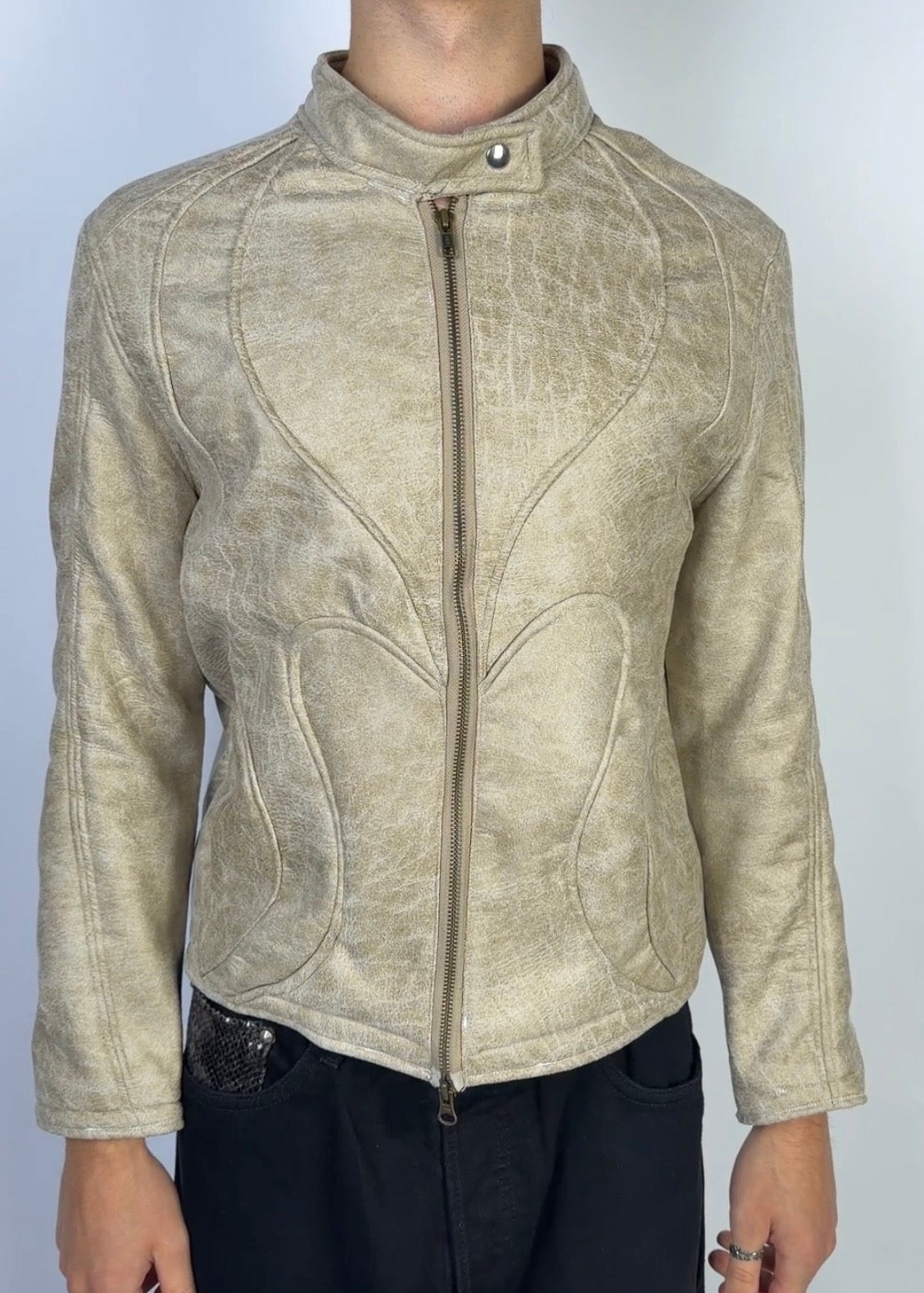 Flame Leather Jacket Sand Sample