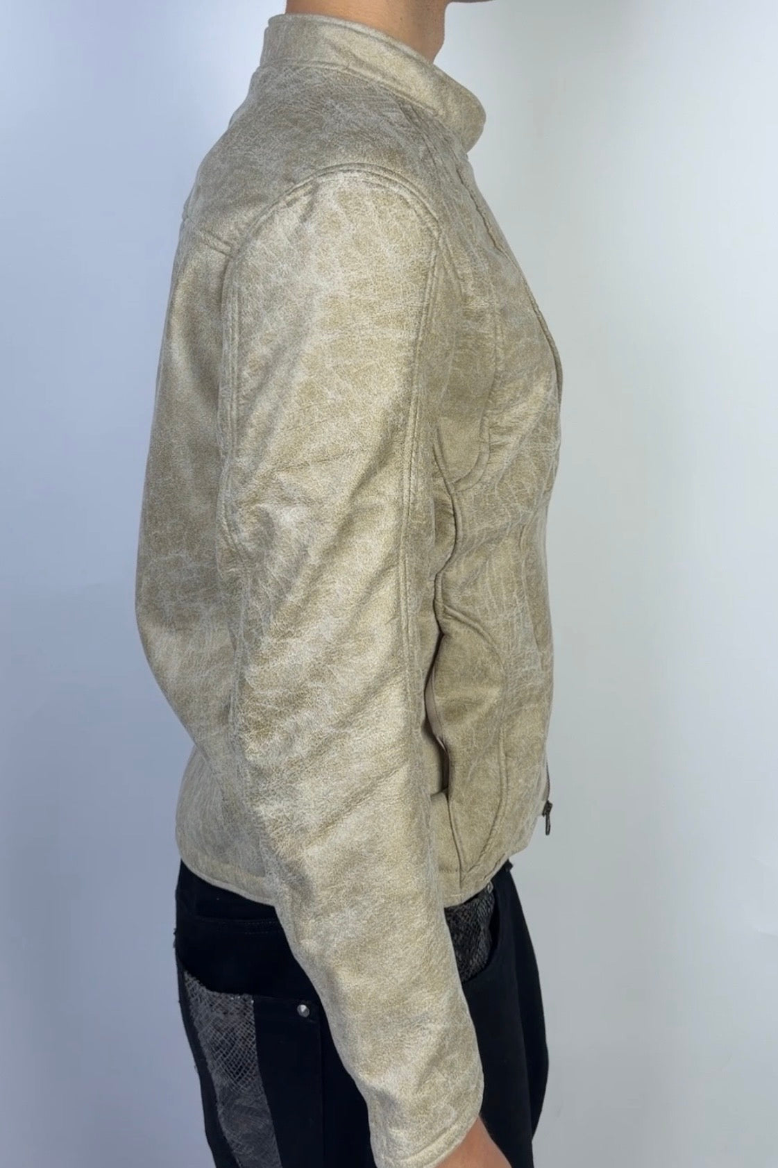 Flame Leather Jacket Sand Sample
