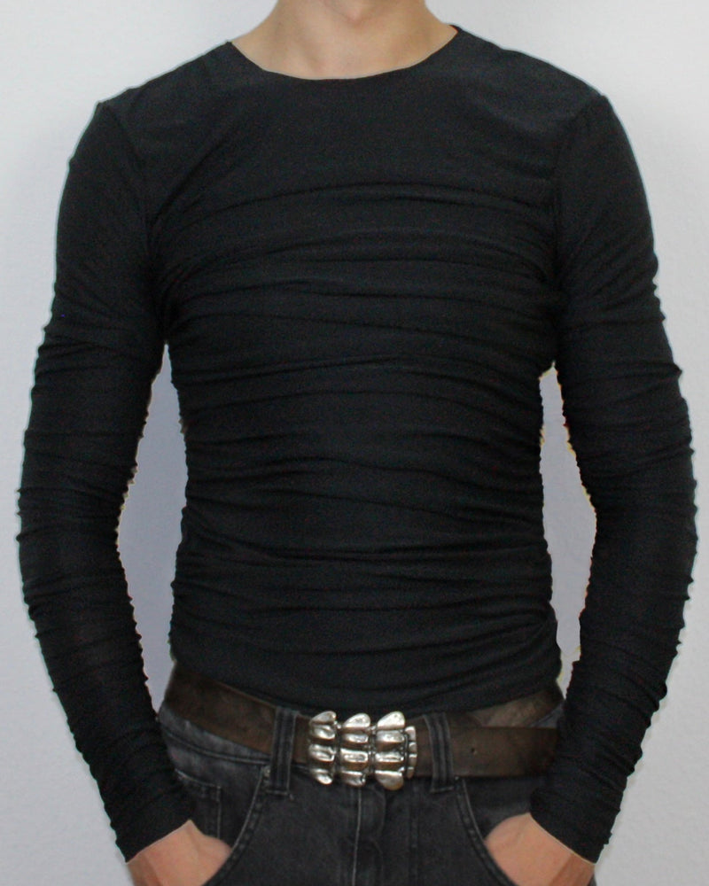 Drape Long Sleeve Black Without Collar Sample