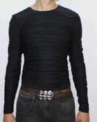 Drape Long Sleeve Black Without Collar Sample