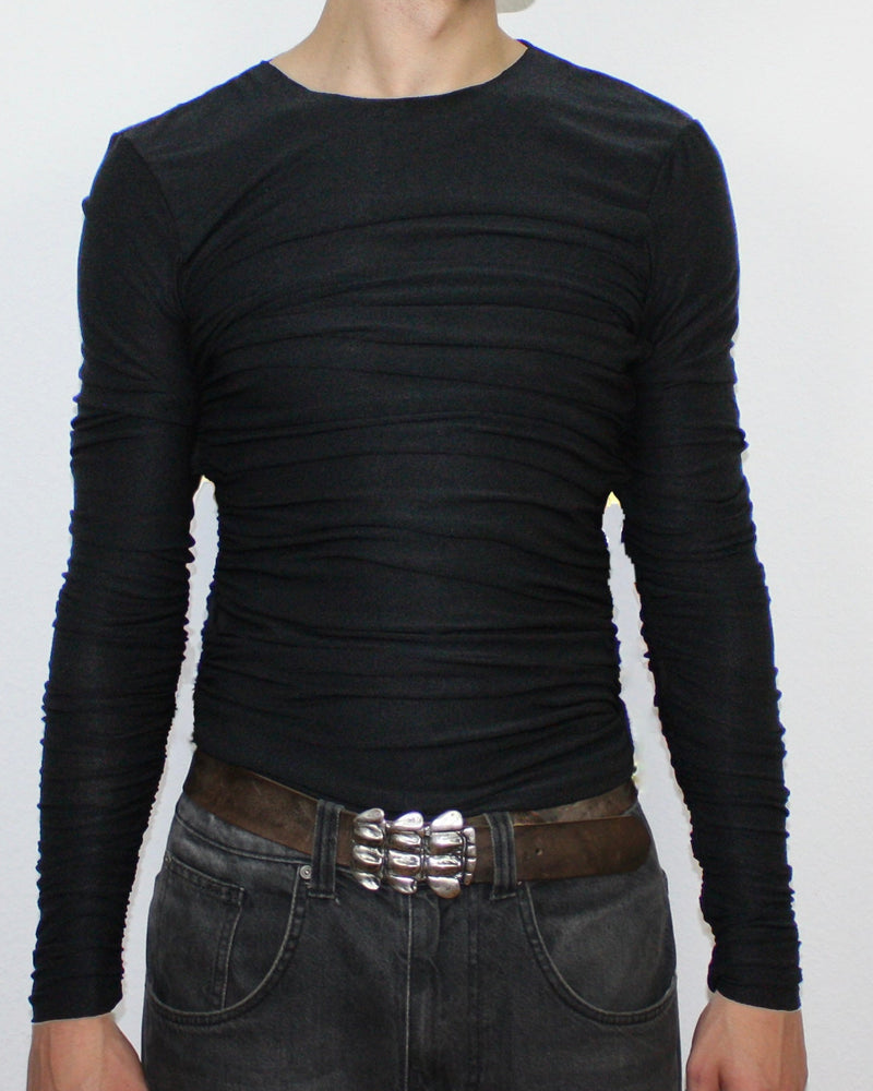 Drape Long Sleeve Black Without Collar Sample
