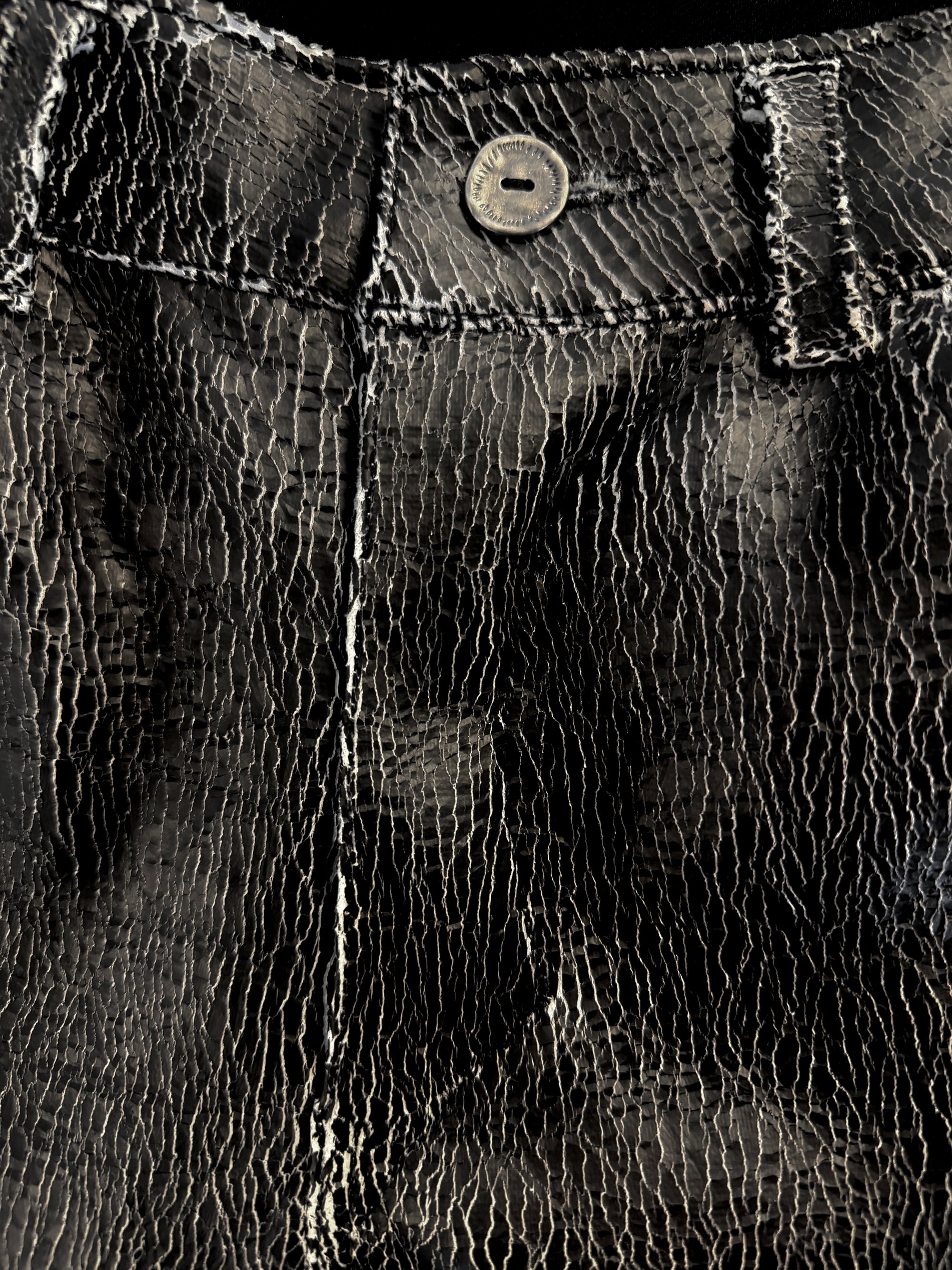 Cracked Leather Baggy Pants