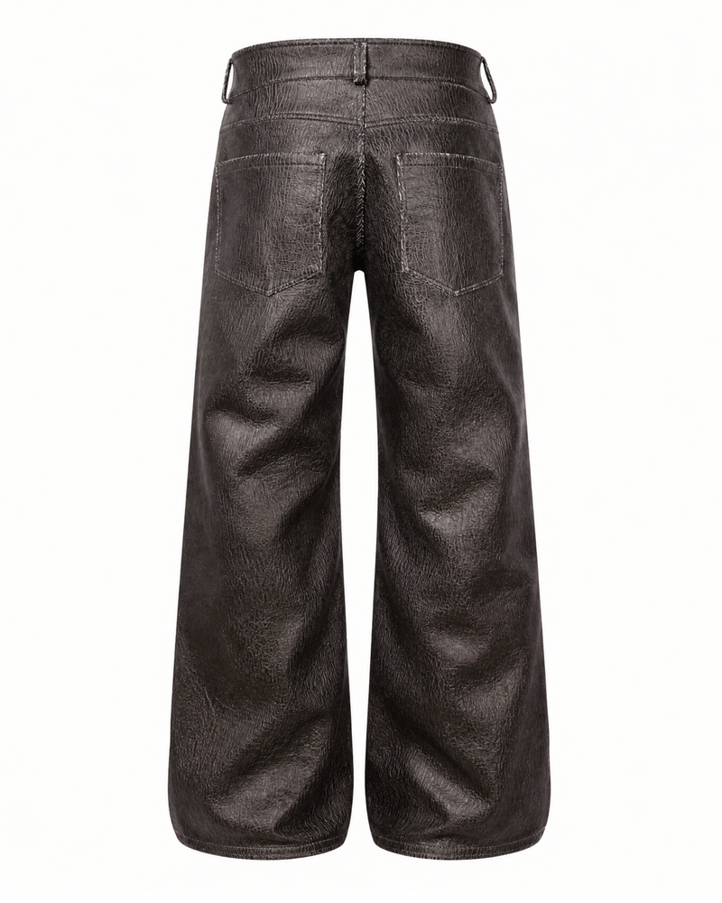 Cracked Leather Baggy Pants