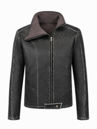 Oblique Cracked Leather Jacket