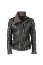 Oblique Cracked Leather Jacket