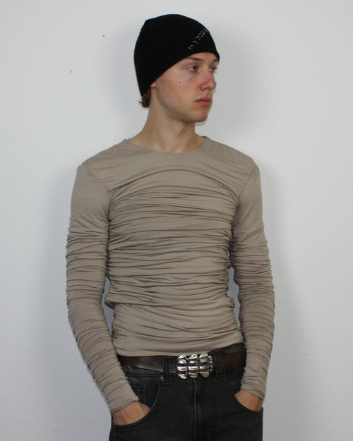 beige drape longsleeve