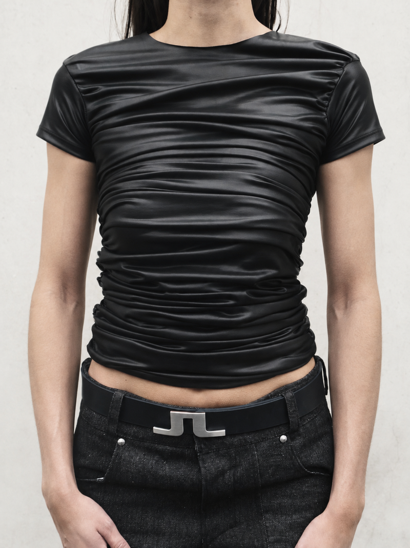 Drape T-Shirt Leather Without Collar Sample