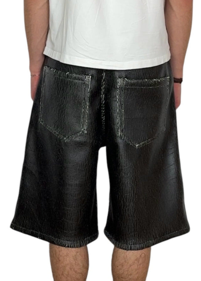 Cracked Leather Shorts