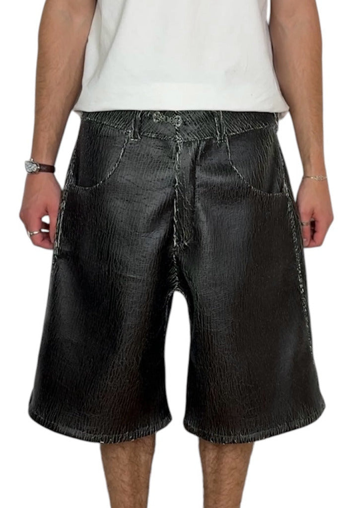 Cracked Leather Shorts