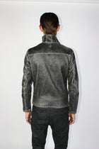 Oblique Cracked Leather Jacket