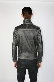 Oblique Cracked Leather Jacket