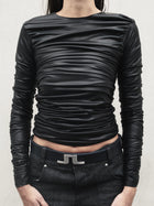 Drape Long Sleeve Leather Without Collar Sample