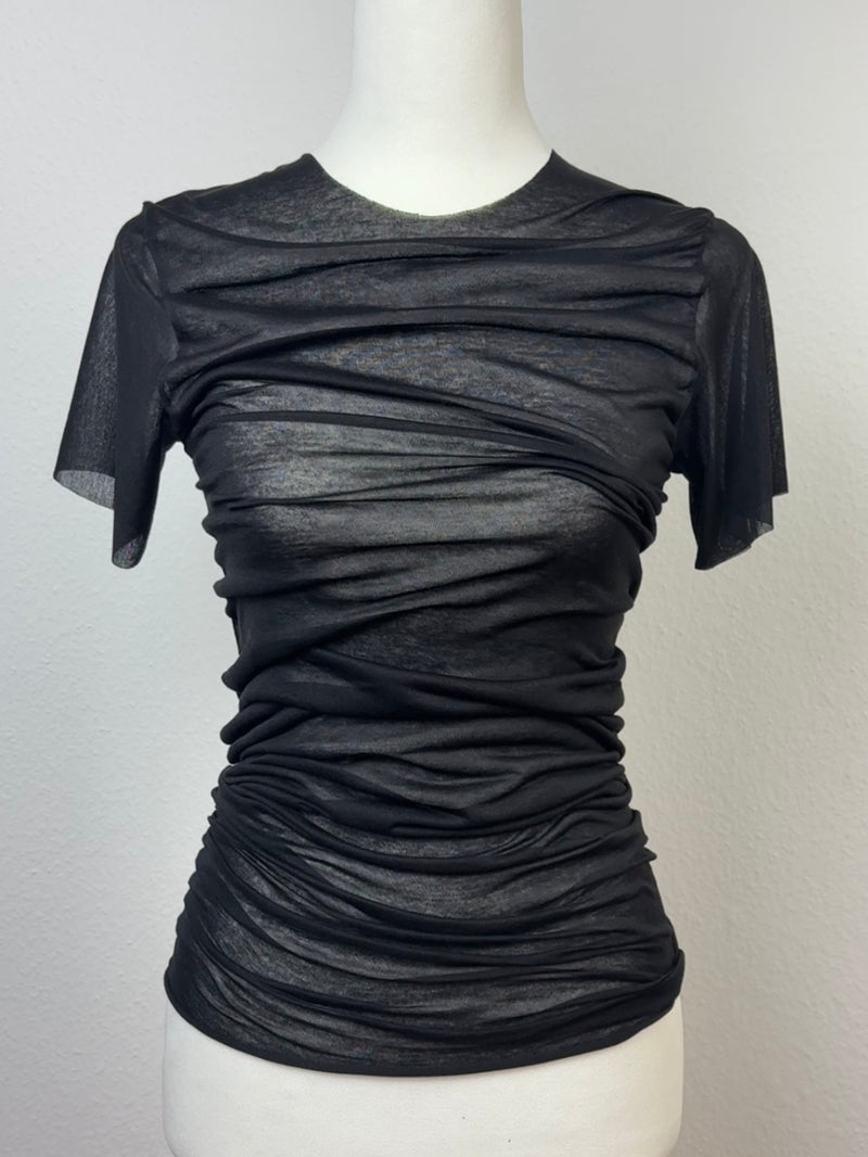 Drape T-Shirt Black Transparent Without Collar Sample