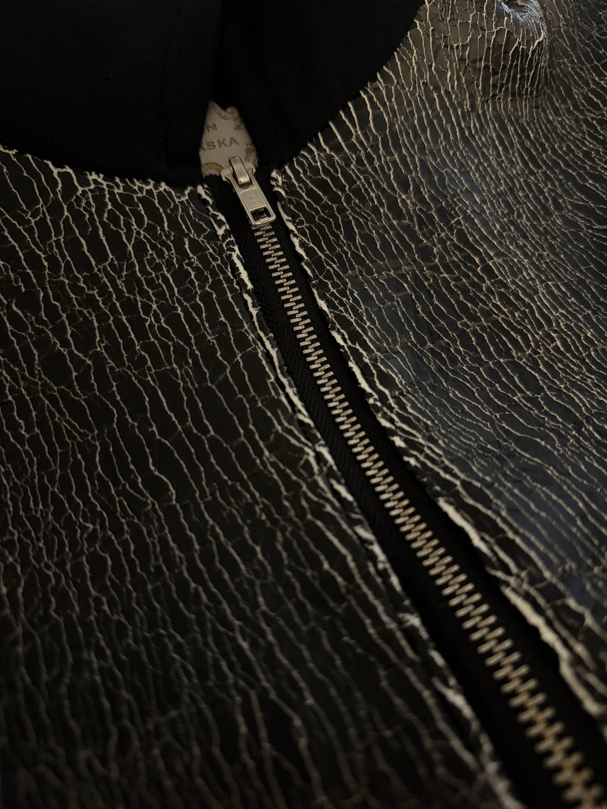 Hooded Cracked Leather Jacket