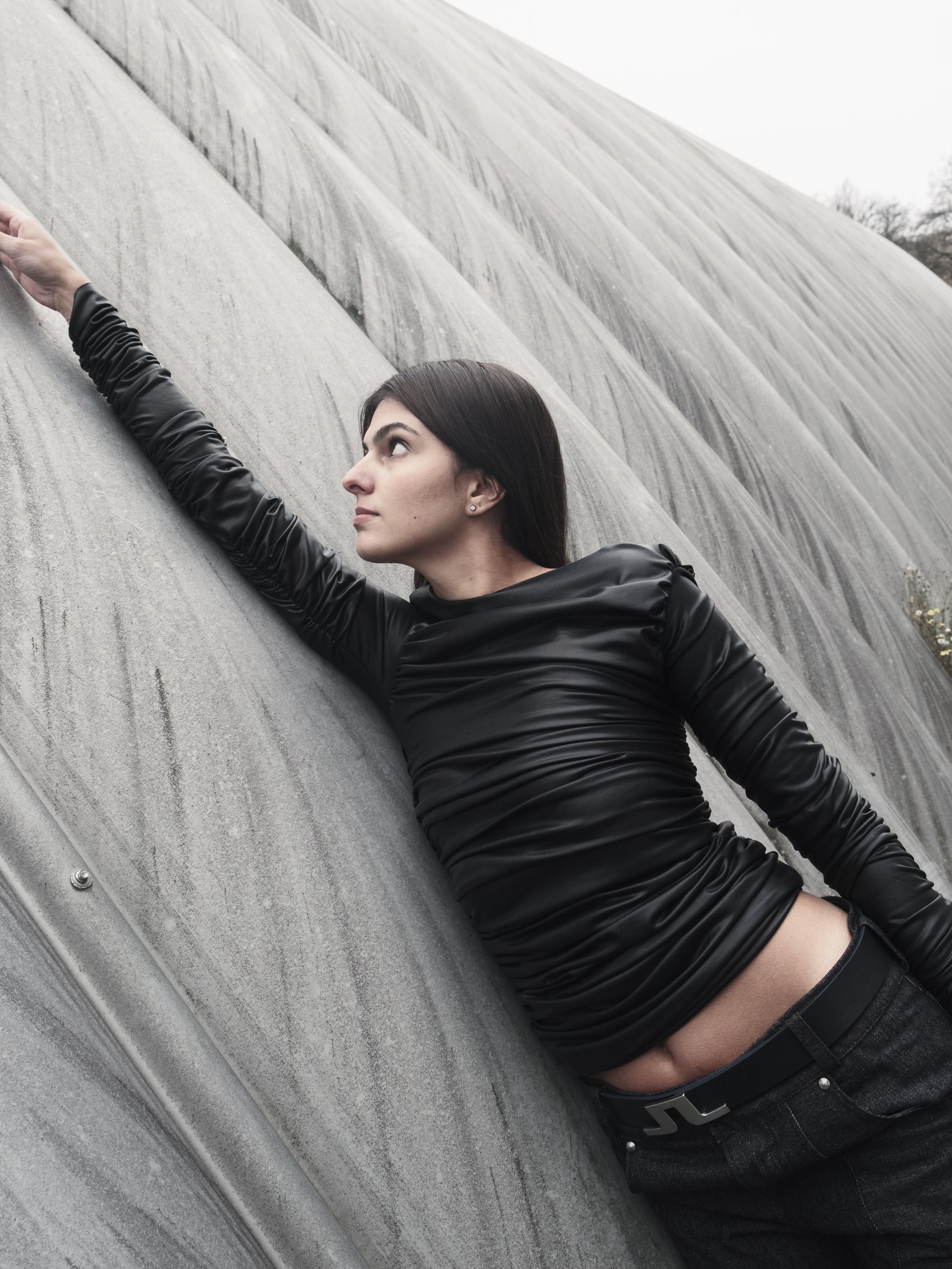 leather drape longsleeve
