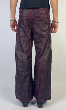 Purple Red Cracked Leather Pants Sample