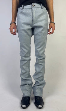White Cracked Leather Pants Sample