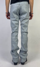 White Cracked Leather Pants Sample