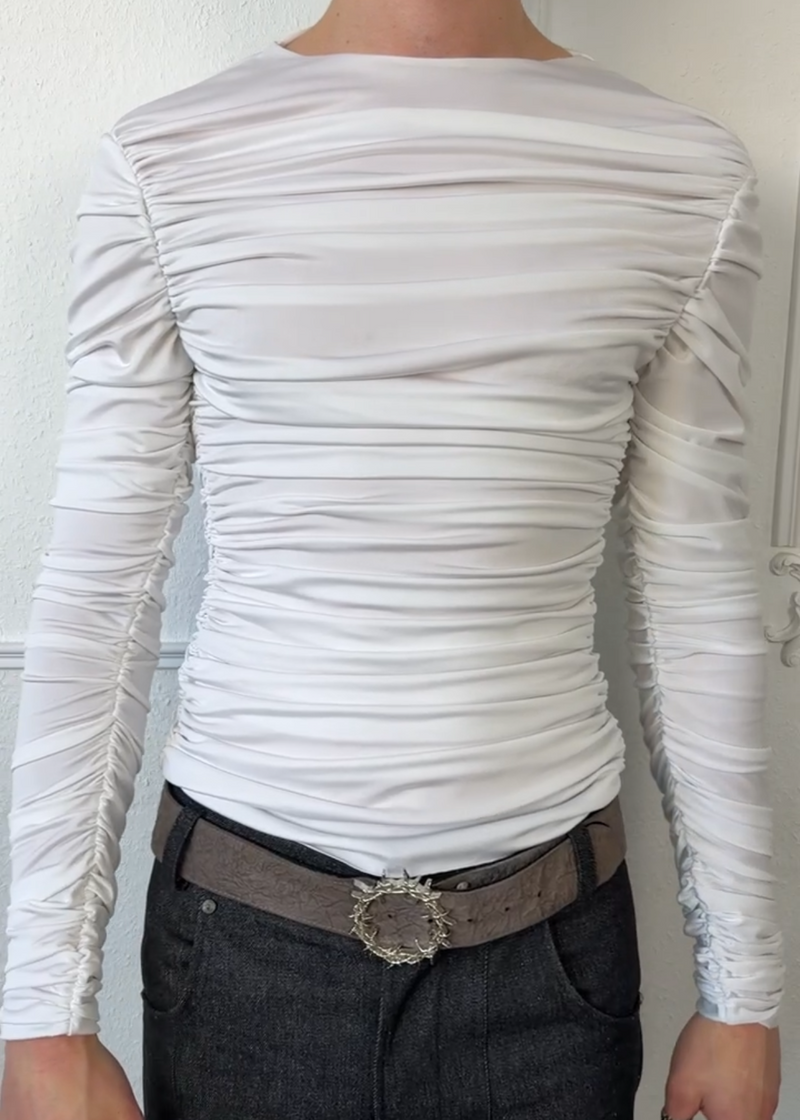 Drape Long Sleeve White Without Collar Sample