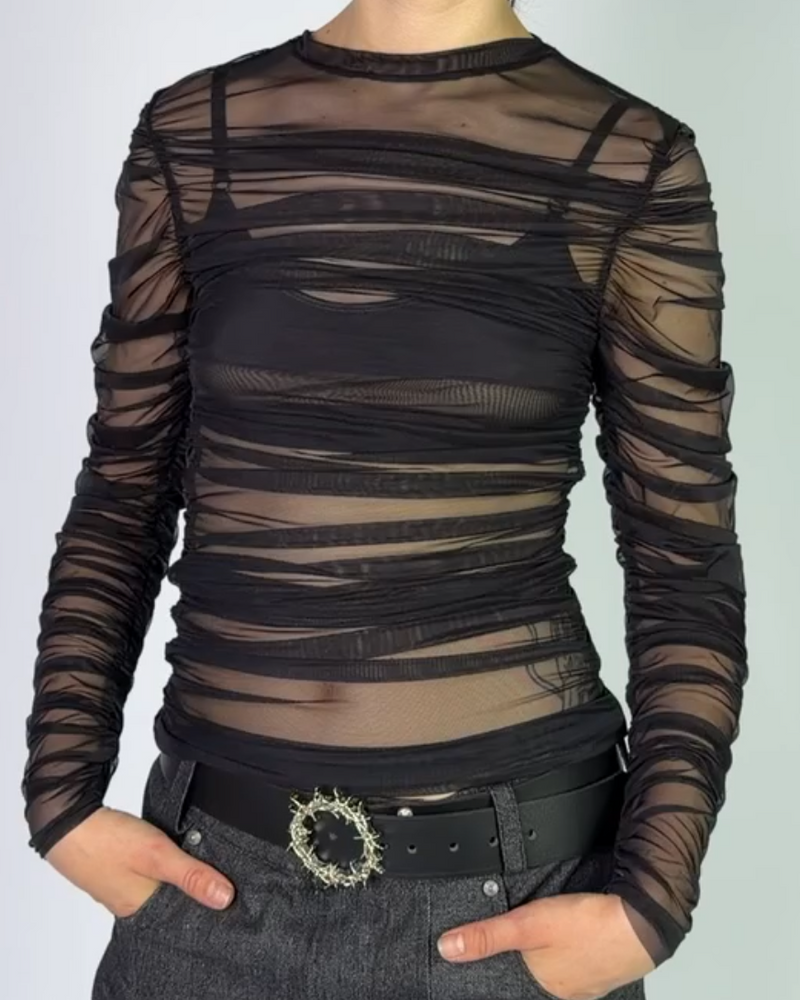 Drape Long Sleeve Black Transparent Sample