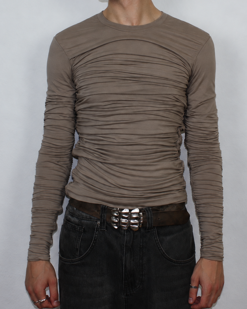 Drape Long Sleeve Taupe Sample
