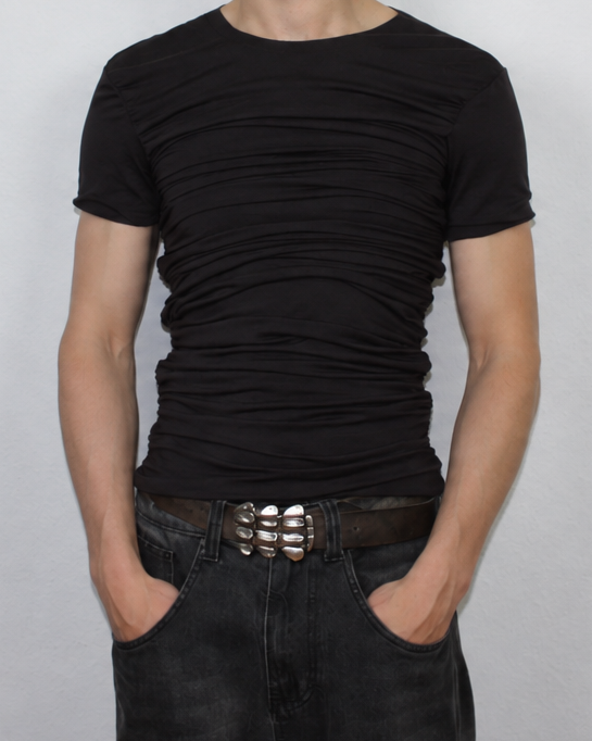 Drape T-Shirt Black Without Collar Sample