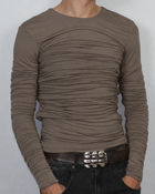 Drape Long Sleeve Taupe Without Collar Sample