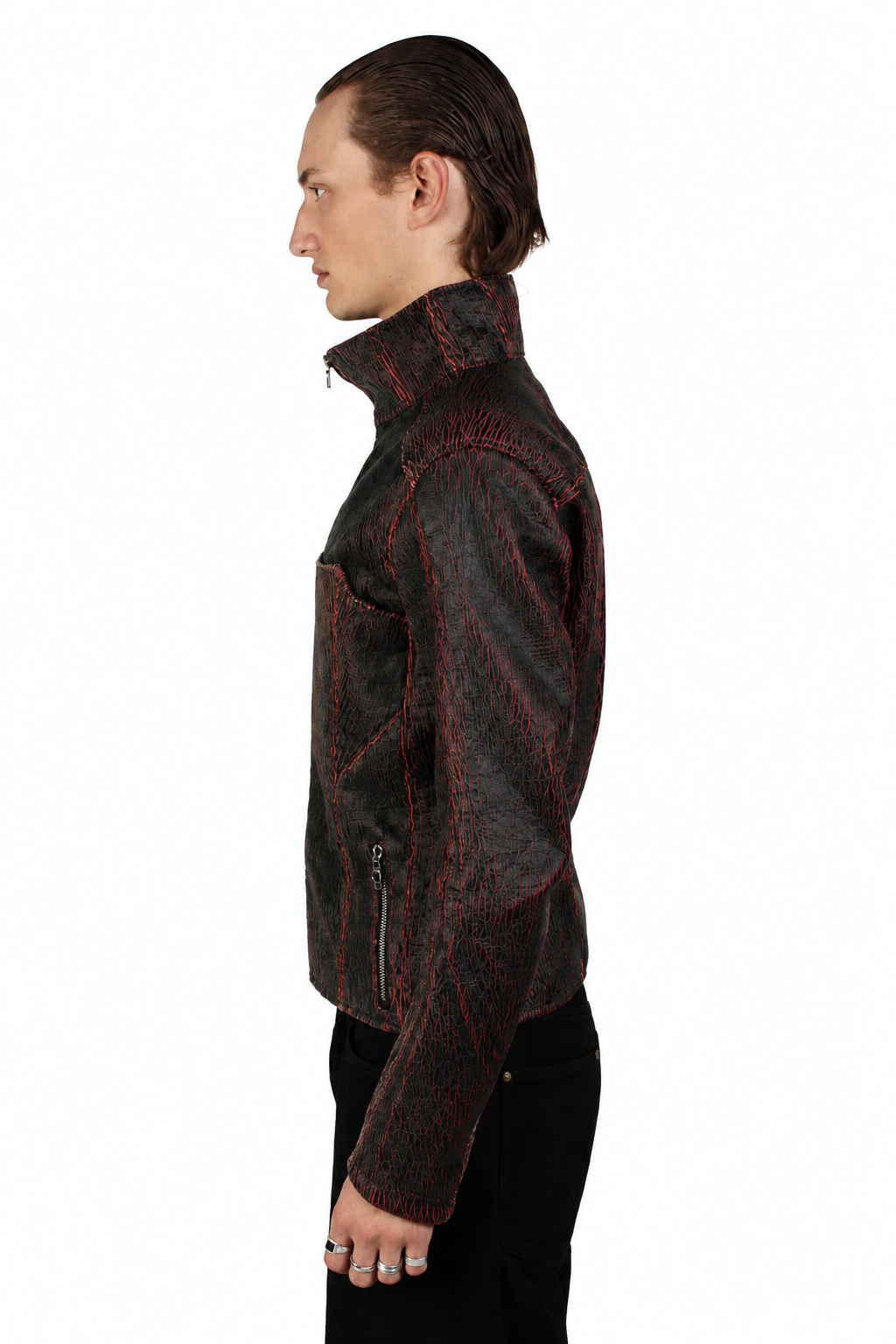 Cracked Leather Jacket red
