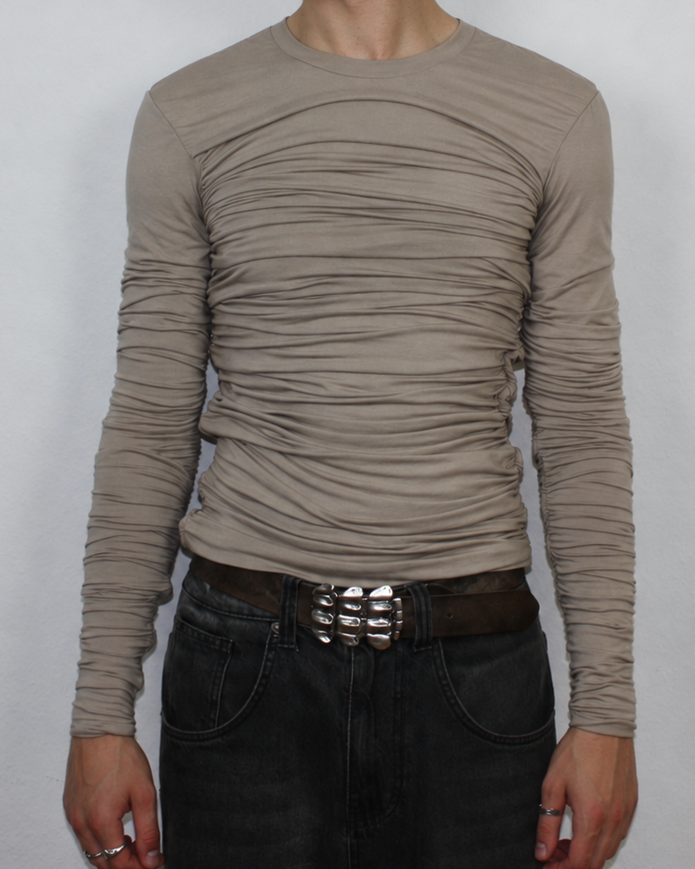 Drape Long Sleeve Beige Sample