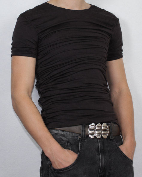 Drape T-Shirt Black Without Collar Sample