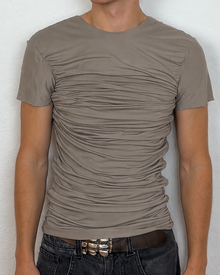 Drape T-Shirt Taupe Without Collar Sample