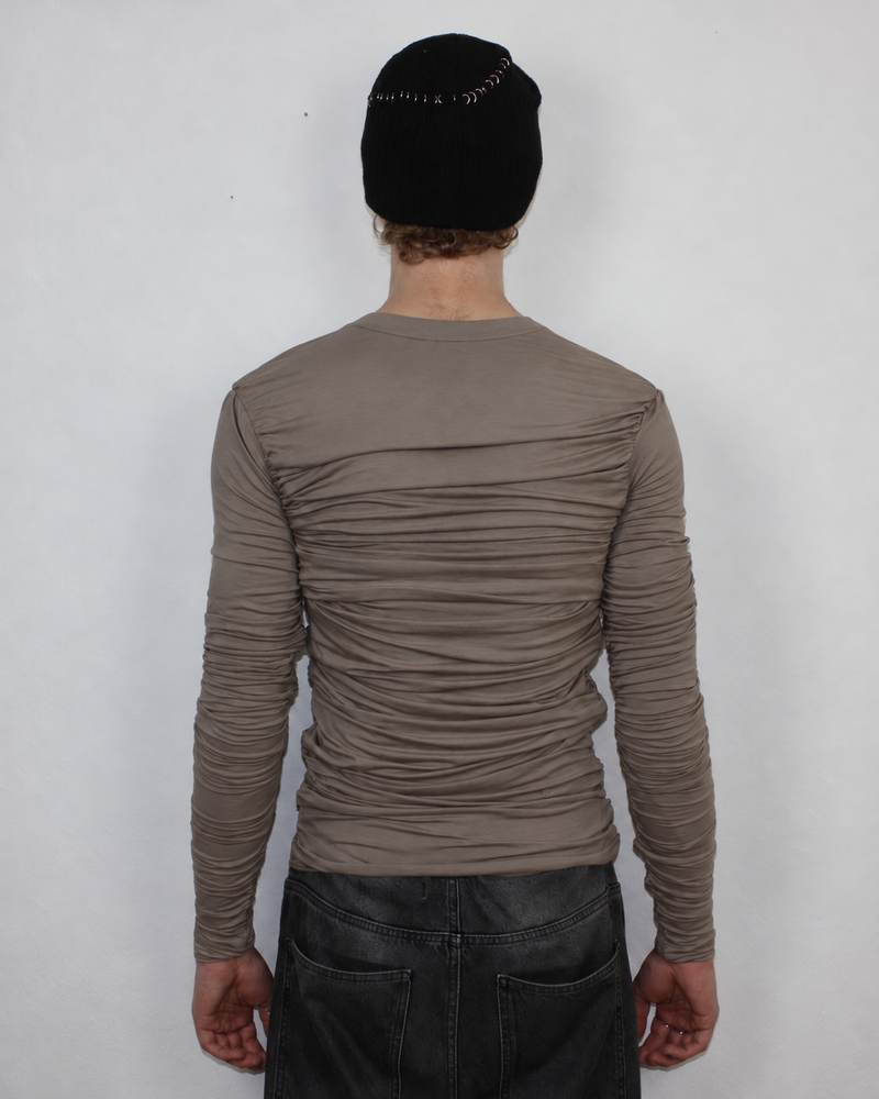 Drape Long Sleeve Taupe Without Collar Sample