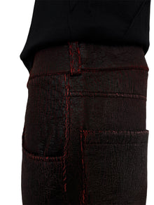 Red Cracked Leather Shorts