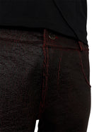 Red Cracked Leather Shorts