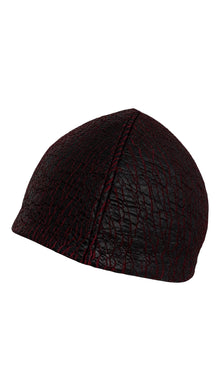 Red Cracked Leather Beanie Sample