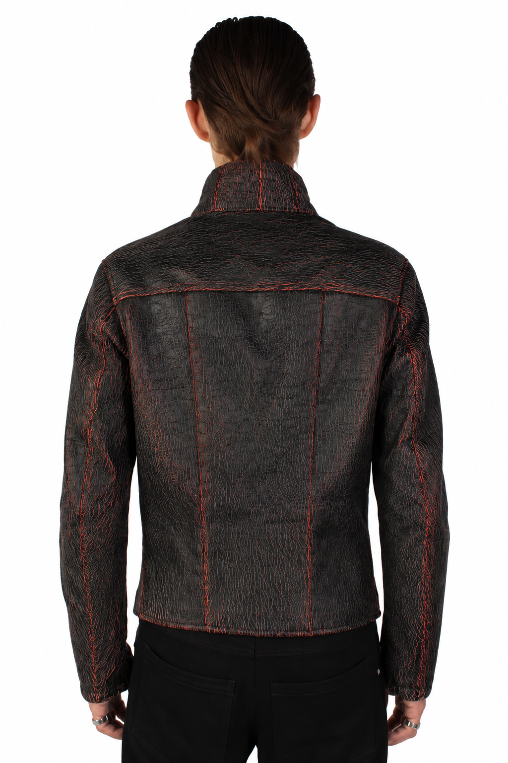 Cracked Leather Jacket red
