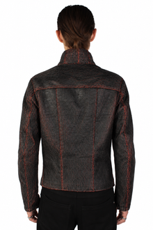 Cracked Leather Jacket red