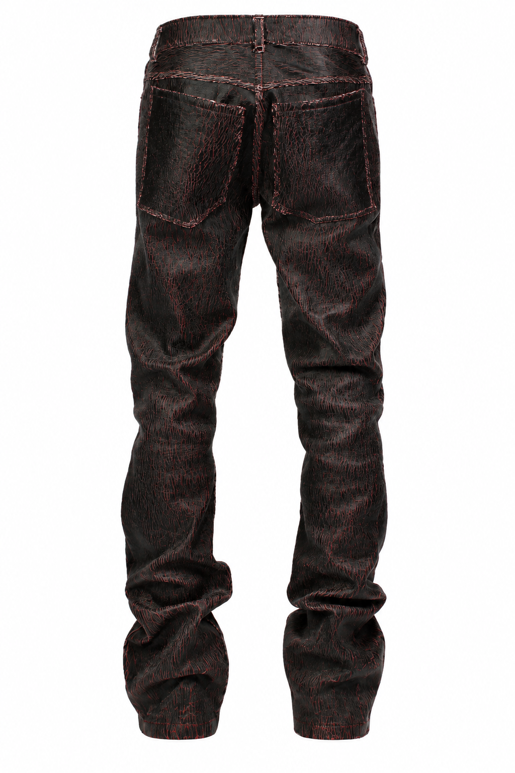 Red Cracked Leather Pants