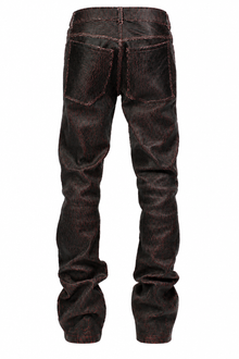 Red Cracked Leather Pants