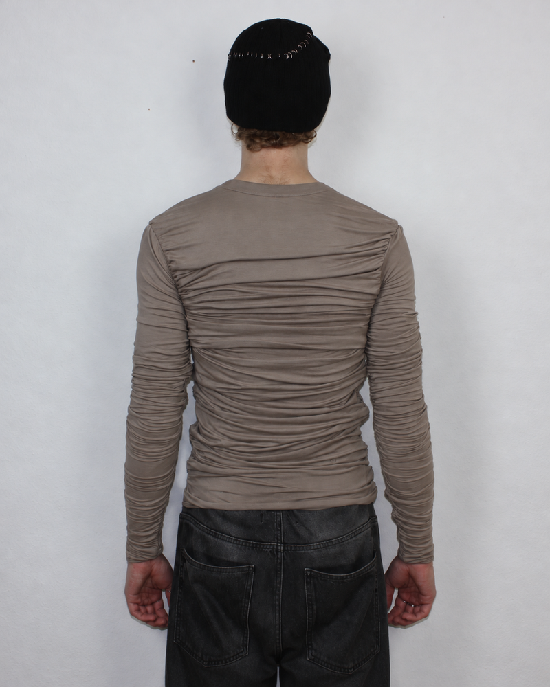 Drape Long Sleeve Taupe Sample