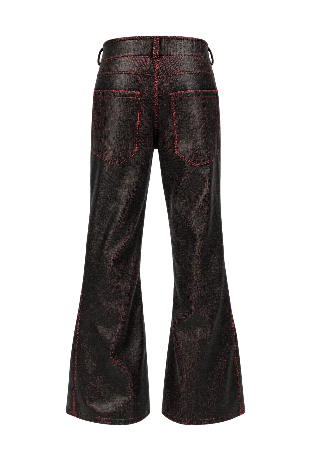 Red Cracked Leather Pants (Flared Fit)