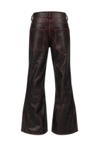 Red Cracked Leather Pants (Flared Fit)