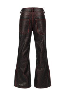 Red Cracked Leather Pants (Flared Fit)