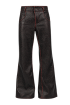 Red Cracked Leather Pants (Flared Fit)