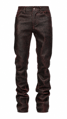 Red Cracked Leather Pants